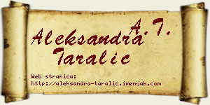 Aleksandra Taralić vizit kartica